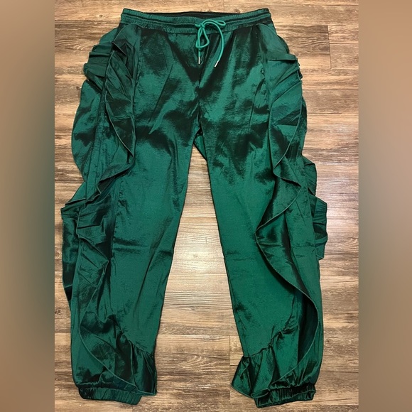 PLUS Size Emerald Ruffle Joggers - Picture 2 of 8